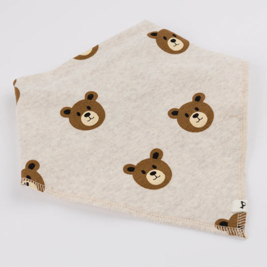 Teddy Bear Face Baby Rib Bandana Bib-Malt