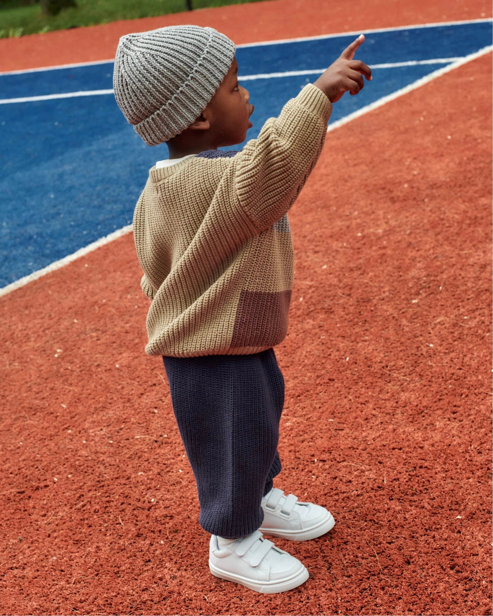 Chunky Tennis Boxy Sweater - Olive Multi