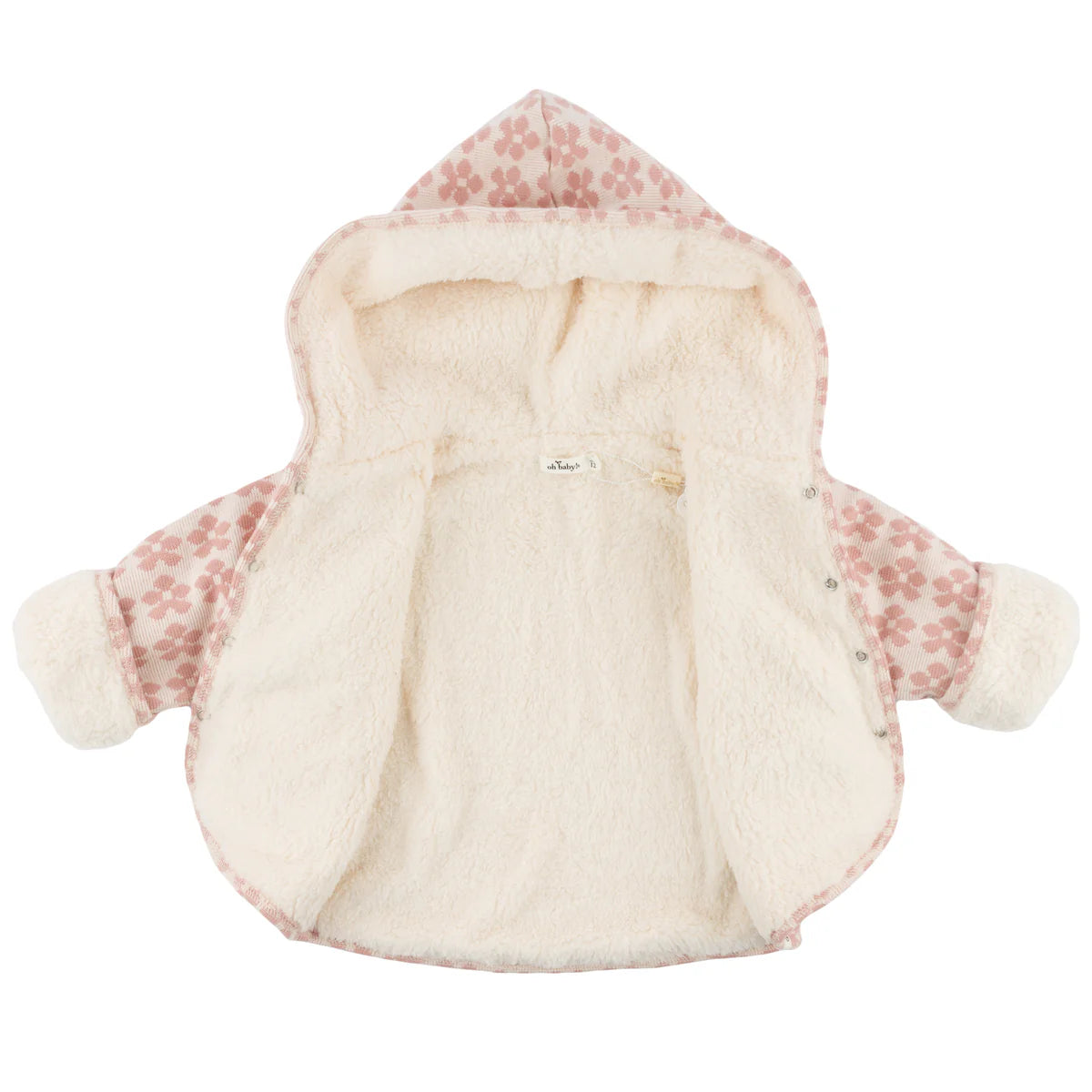 Mod Flowers Winter Snowdrift Hoodie-Blush