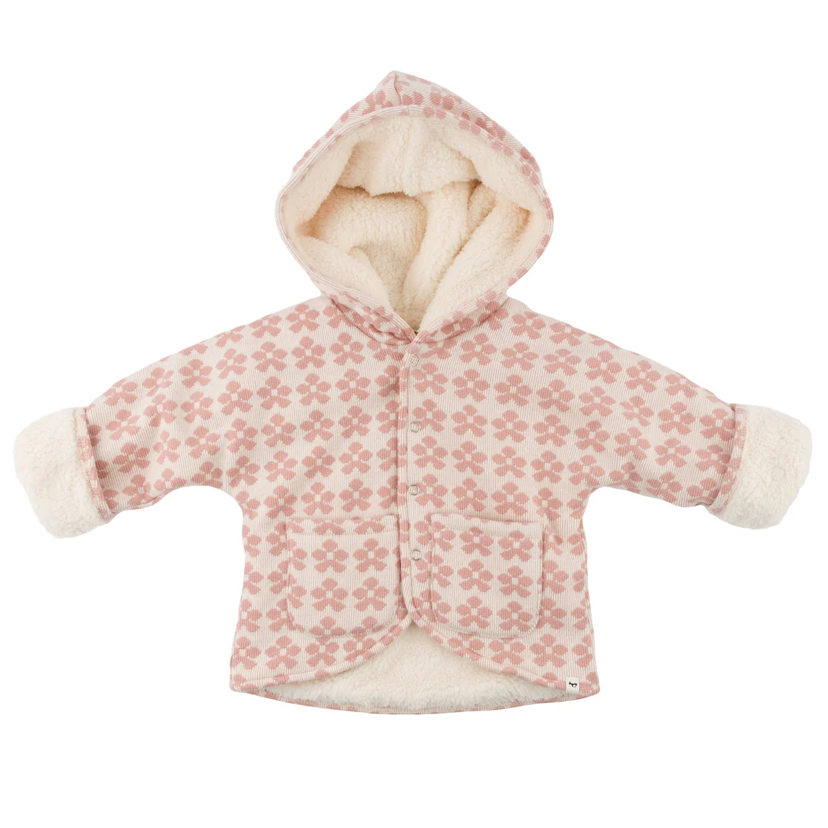 Mod Flowers Winter Snowdrift Hoodie-Blush