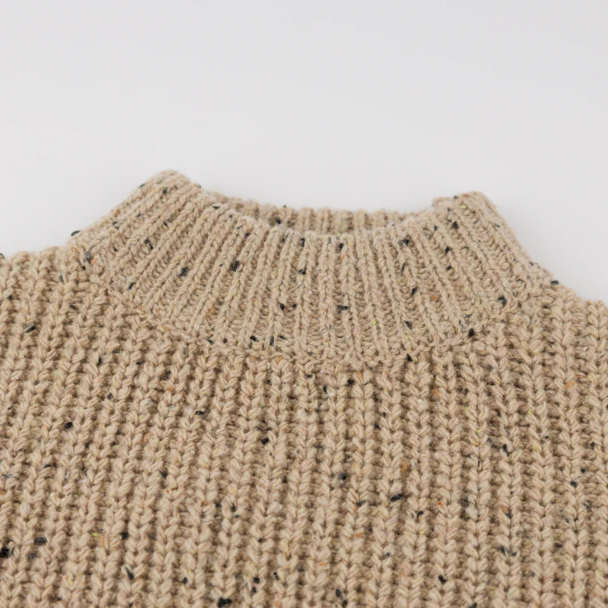 Oat Speckle Knit Grandpa Knitted Pullover