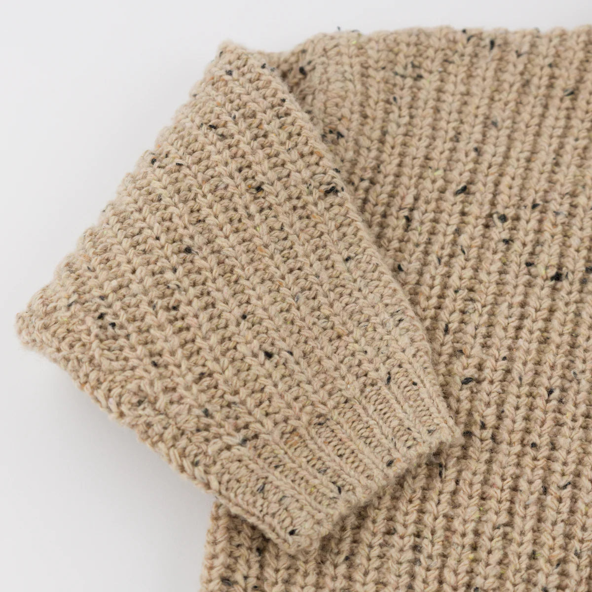 Oat Speckle Knit Grandpa Knitted Pullover