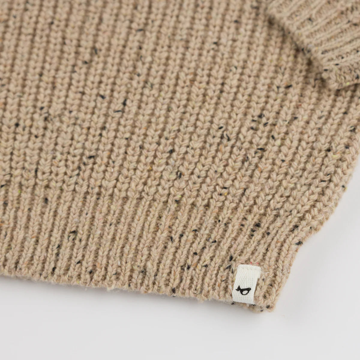 Oat Speckle Knit Grandpa Knitted Pullover