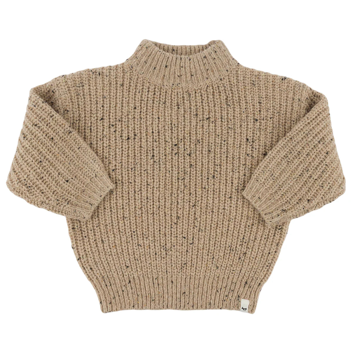 Oat Speckle Knit Grandpa Knitted Pullover