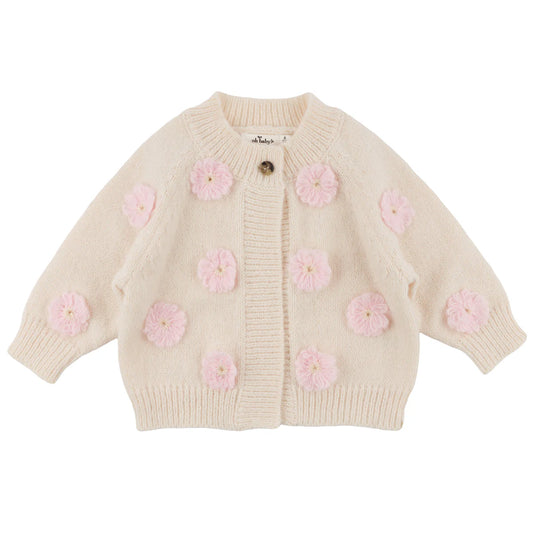 Cream Scandi Flower Cardigan