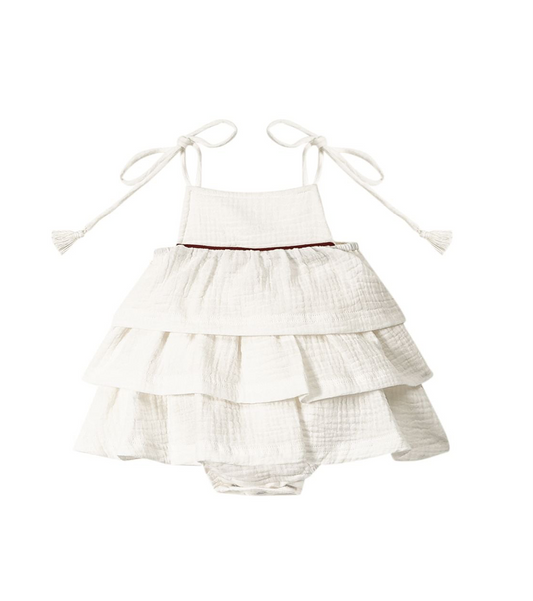Layered Ruffle Baby Dress with Piping
