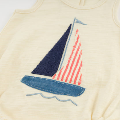 Sailboat Bubble Onesie- Butter
