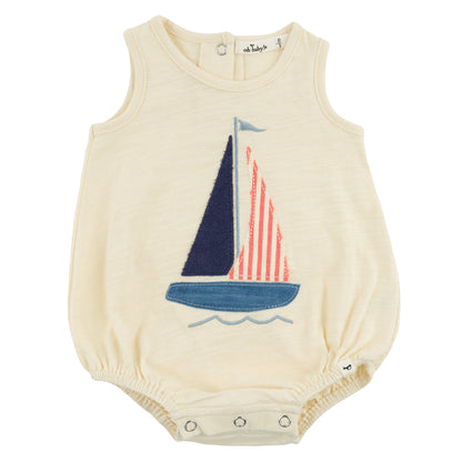 Sailboat Bubble Onesie- Butter