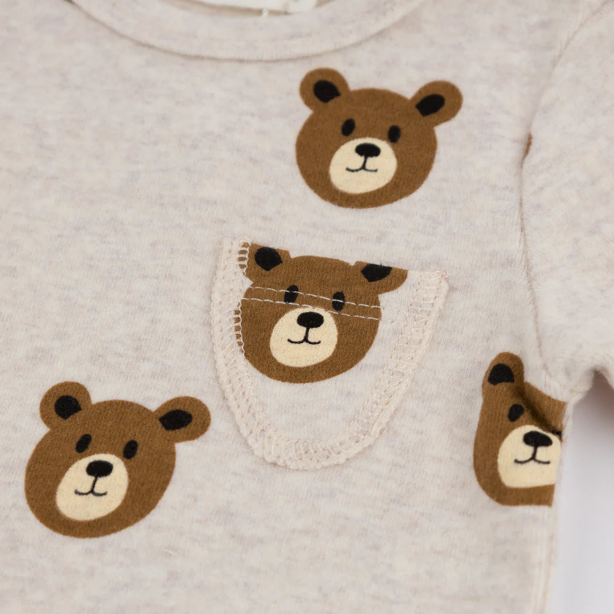 Malt Teddy Bear Face Print Pocket Onesie