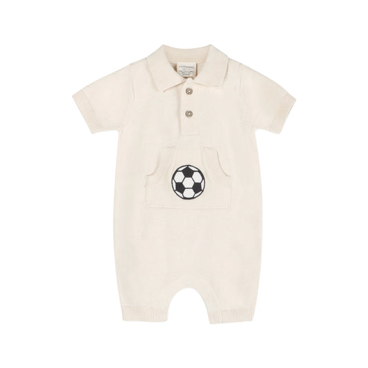 Soccer Applique Baby Knit Romper