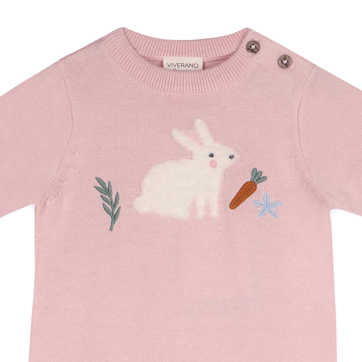 Furry Bunny Embroidered Baby Knit Romper
