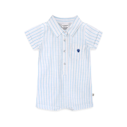 Aqua Embroidered Baby Romper