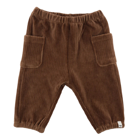 Chocolate Corduroy Side Pocket Pant Gathered Ankle