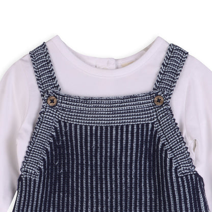 Denim Blue Rib Knit Baby Overall Set