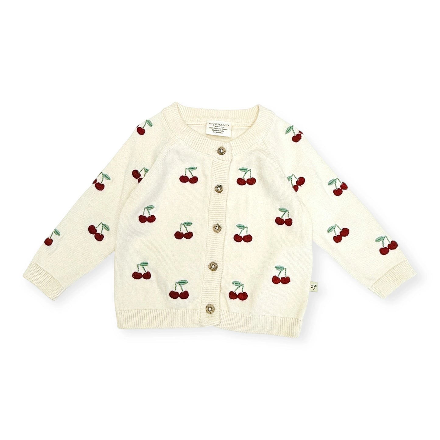 Cherry Embroidered Sweater Knit Baby Cardigan