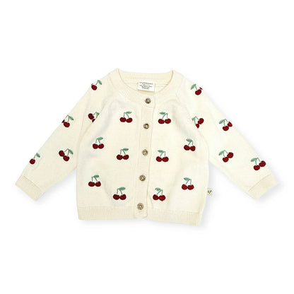 Cherry Embroidered Sweater Knit Baby Cardigan