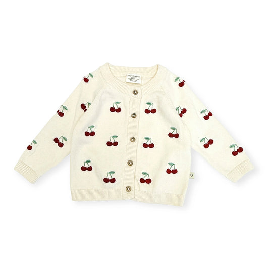 Cherry Embroidered Sweater Knit Baby Cardigan