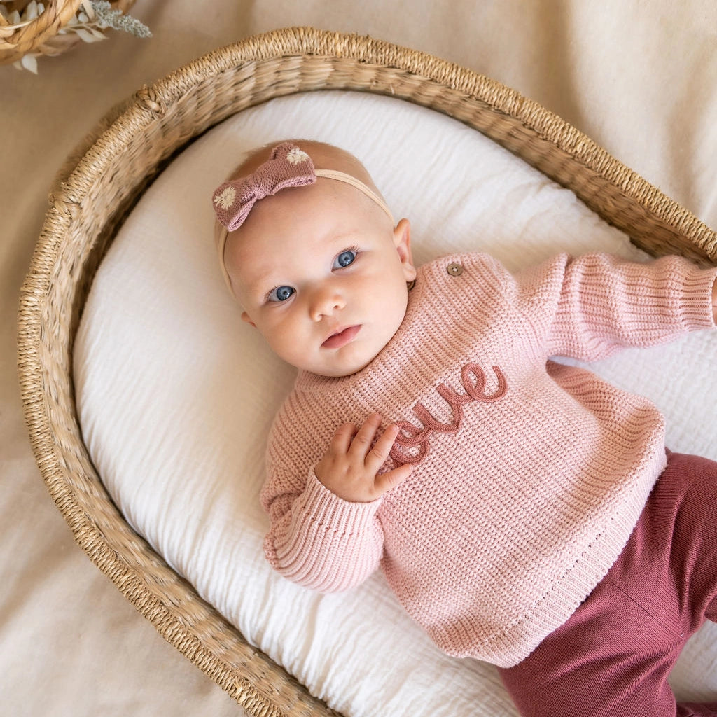 Love Embroidered Chunky Knit Baby Sweater