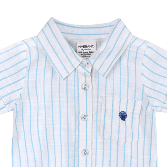 Aqua Embroidered Baby Romper