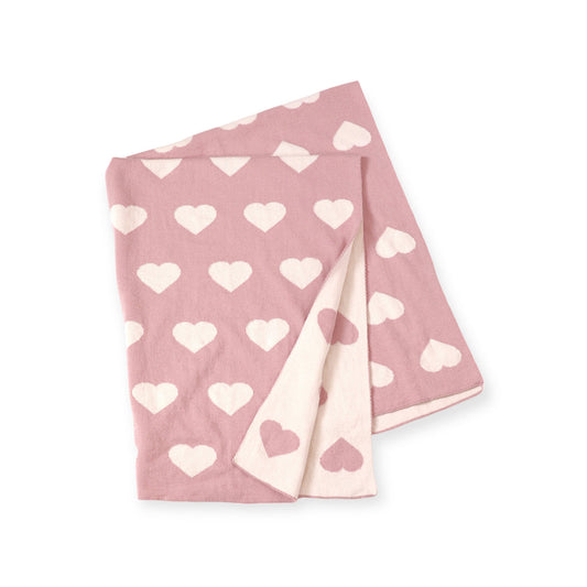 Knit Reversible Baby Blankets (Organic Cotton) - Hearts