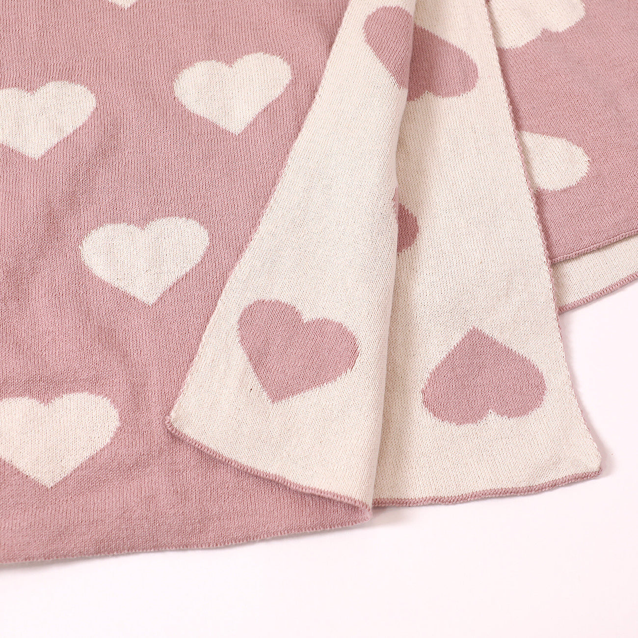 Knit Reversible Baby Blankets (Organic Cotton) - Hearts