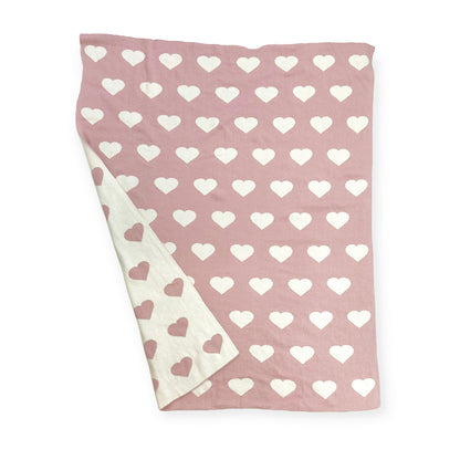 Knit Reversible Baby Blankets (Organic Cotton) - Hearts