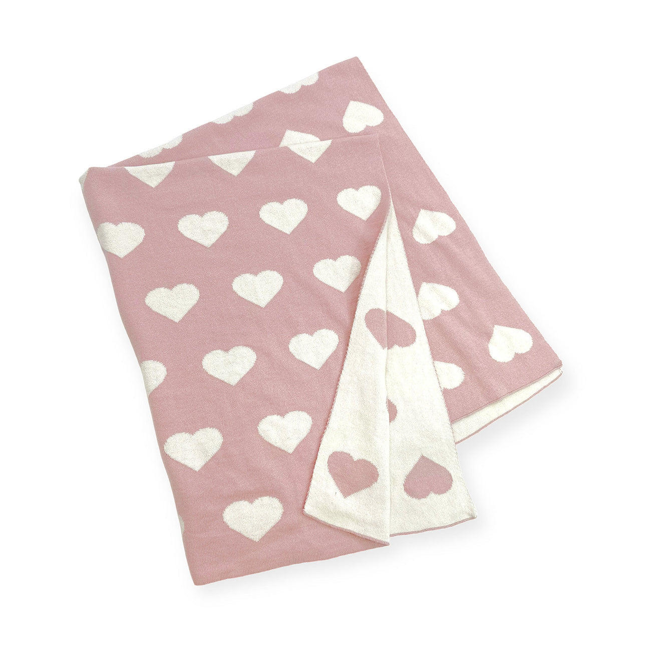 Knit Reversible Baby Blankets (Organic Cotton) - Hearts