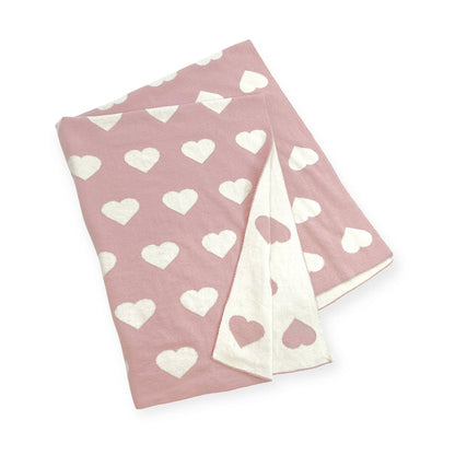 Knit Reversible Baby Blankets (Organic Cotton) - Hearts