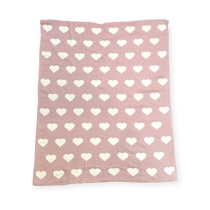 Knit Reversible Baby Blankets (Organic Cotton) - Hearts
