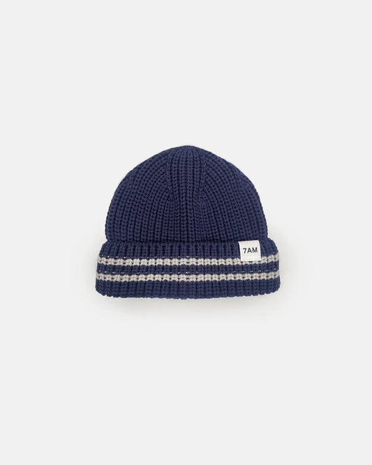 Chunky Tennis Beanie - Navy Pearl Grey