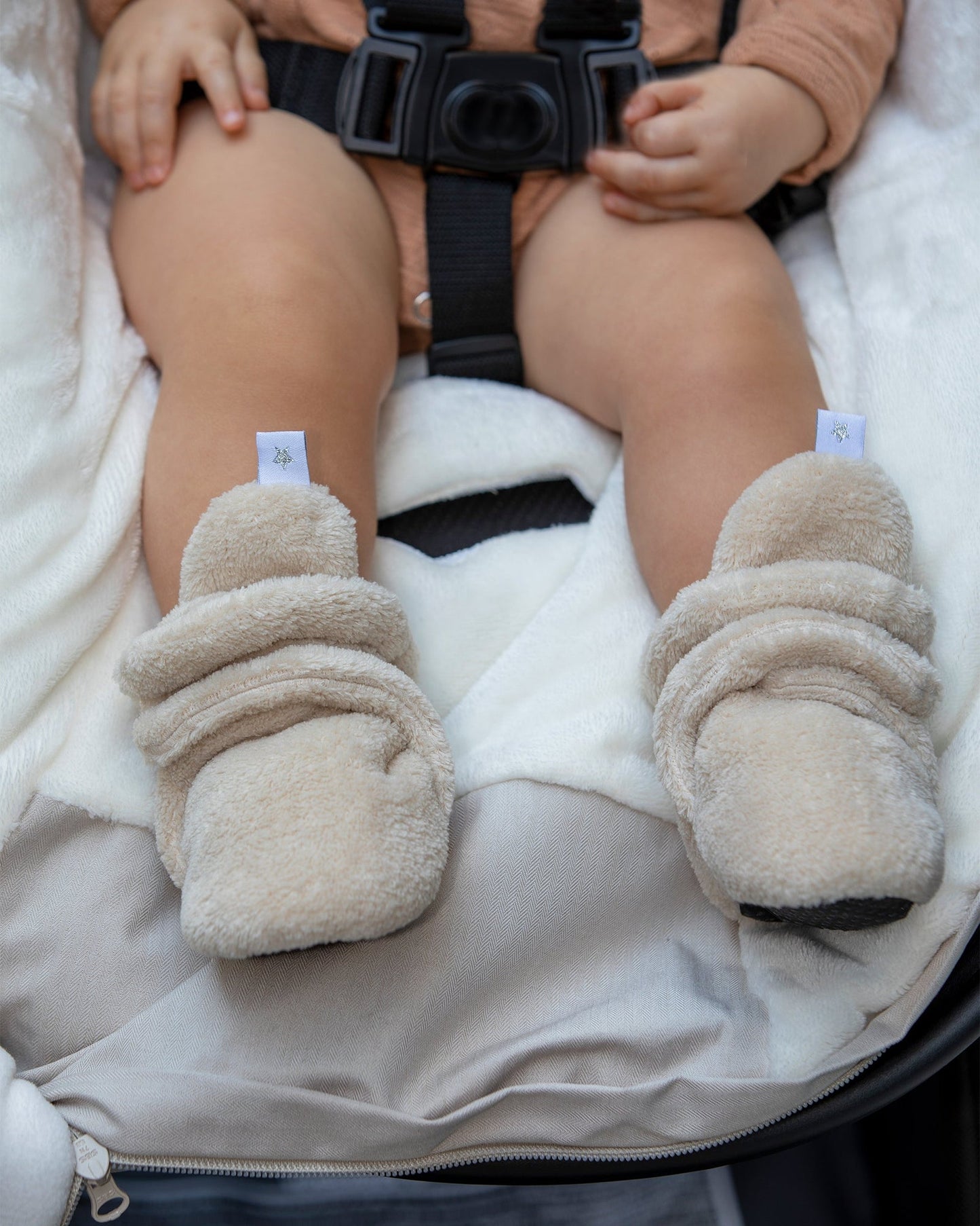 Plush Baby Bootie Slippers - Sand