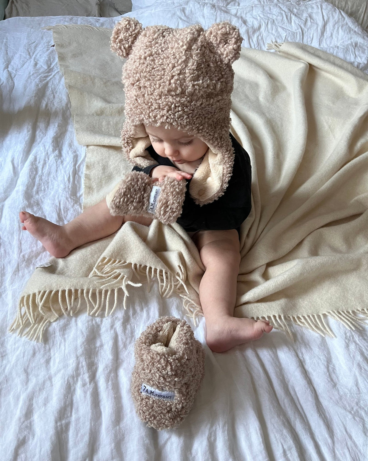 Teddy Baby Booties Oatmeal