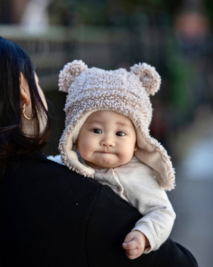 Teddy Cub Set Hat & Mittens Oatmeal
