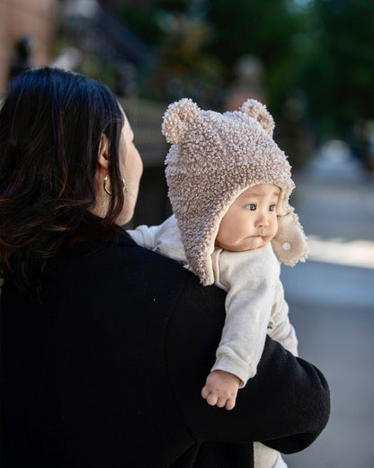Teddy Cub Set Hat & Mittens Oatmeal