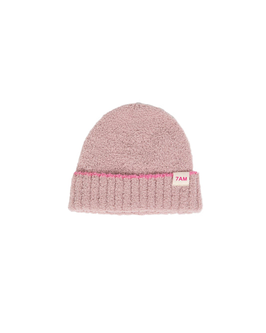 Fuzzy Beanie - Ash Rose