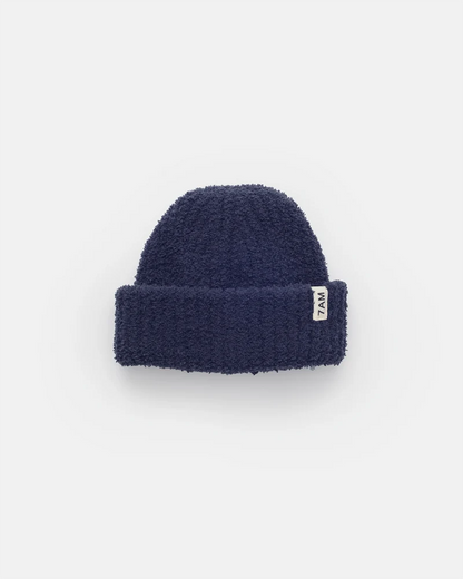 Fuzzy Ribbed Beanie Navy
