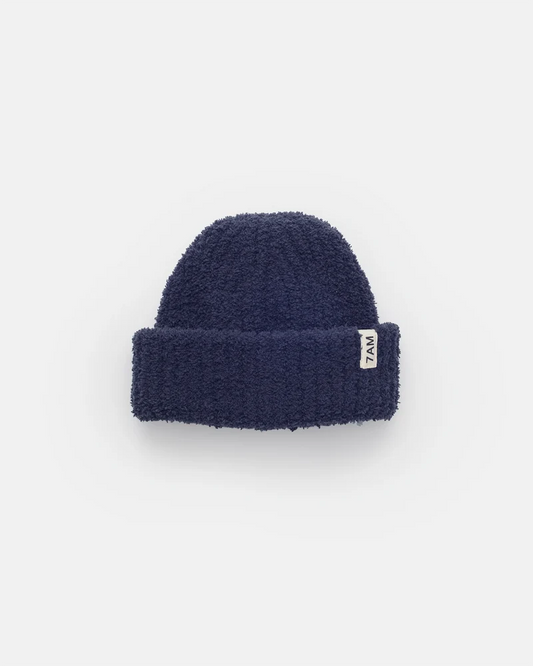 Fuzzy Ribbed Beanie Navy