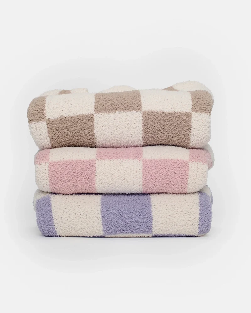 Fuzzy Checkers Sweater Ecru Taupe