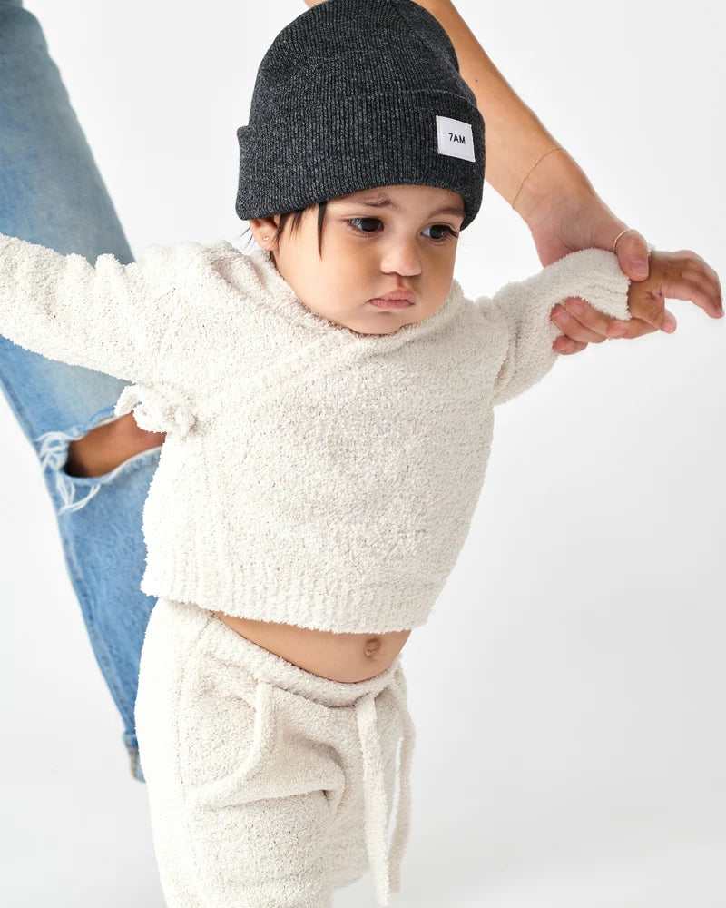Fuzzy Wrap Top Ecru