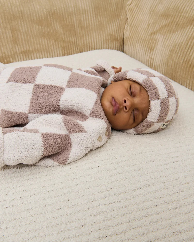 Fuzzy Checkers Sweater Ecru Taupe