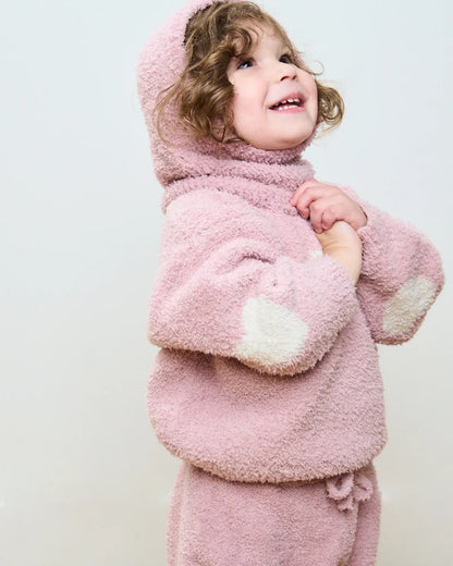 Fuzzy Heart Sweater Ash Rose Ecru