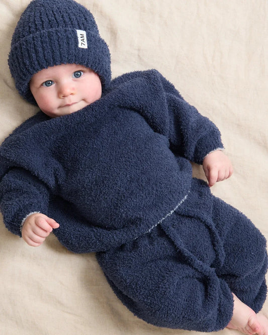 Fuzzy Ribbed Beanie Navy