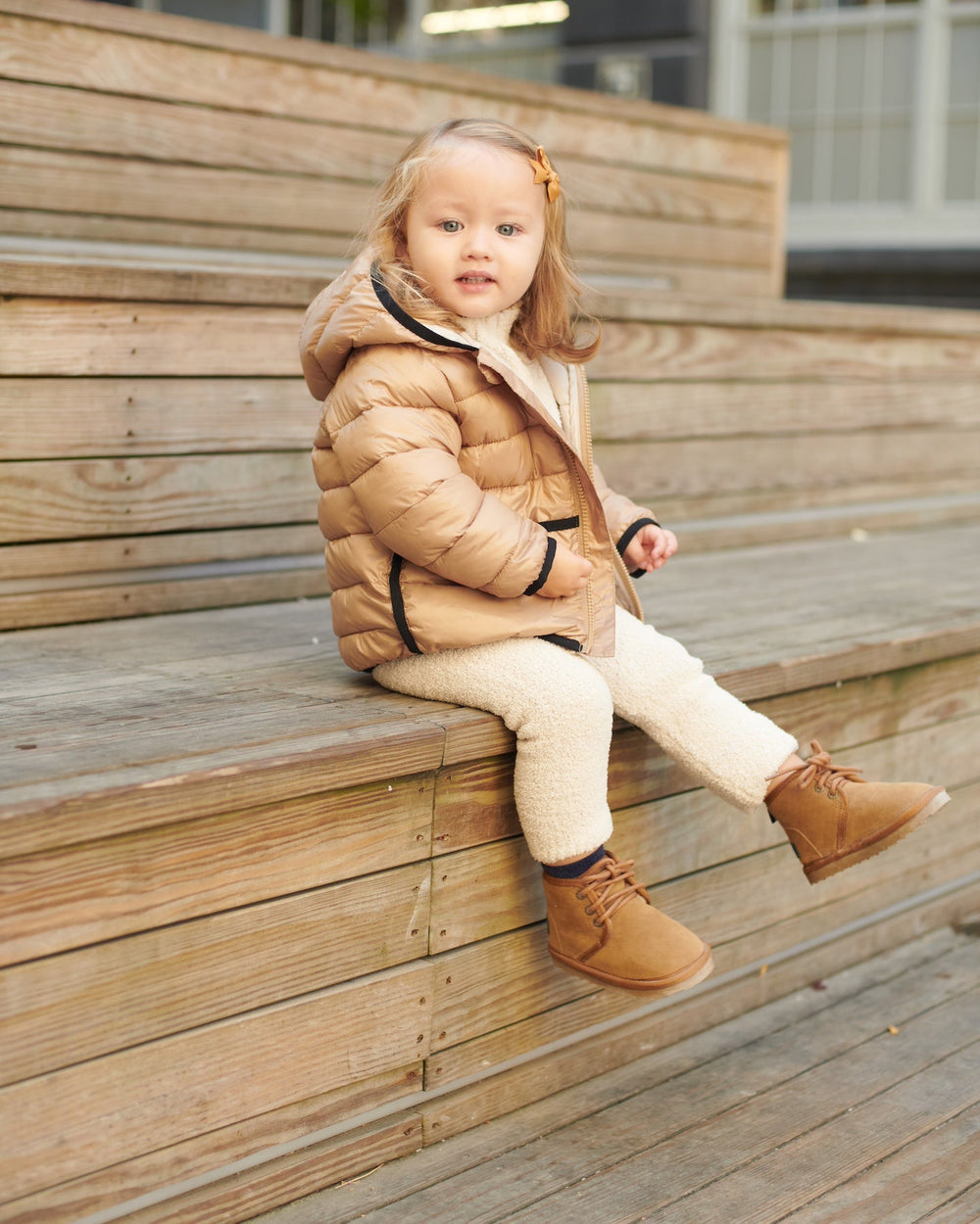 Roll Me Puffer - Tan Ecru