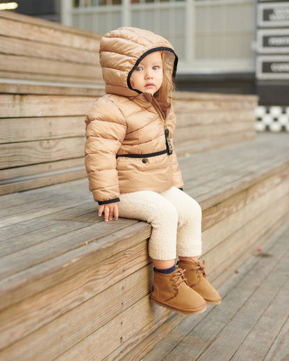 Roll Me Puffer - Tan Ecru