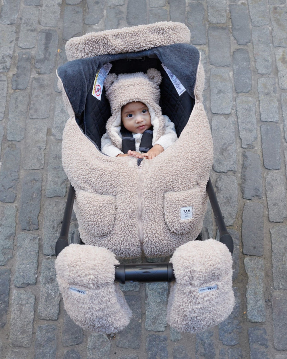 Teddy Cub Set Hat & Mittens Oatmeal