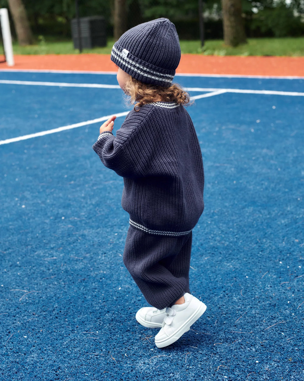 Chunky Tennis Boxy Sweater - Navy Pearl Grey
