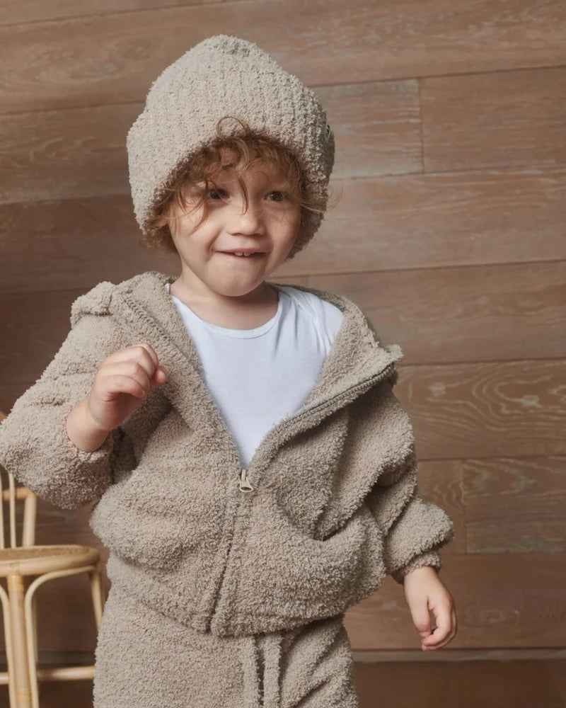 Fuzzy Ribbed Beanie Taupe