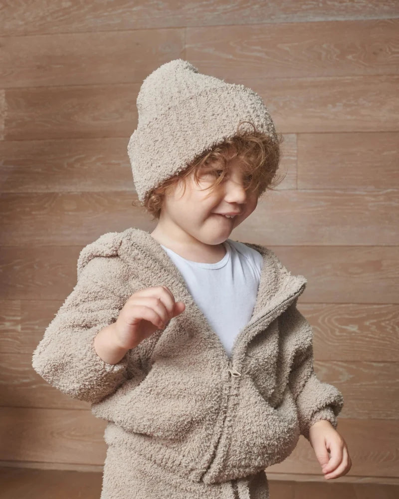 Fuzzy Ribbed Beanie Taupe