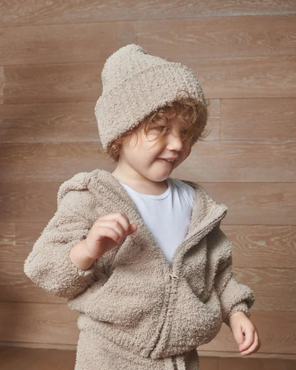 Fuzzy Ribbed Beanie Taupe