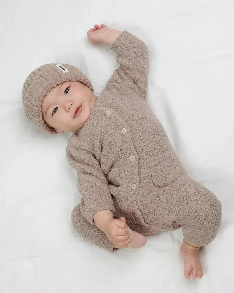 Fuzzy Ribbed Beanie Taupe